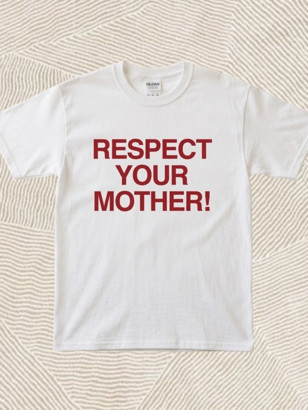Gildan White Graphic Tee with Red "RESPECT YOUR MOTHER!" Harry Styles